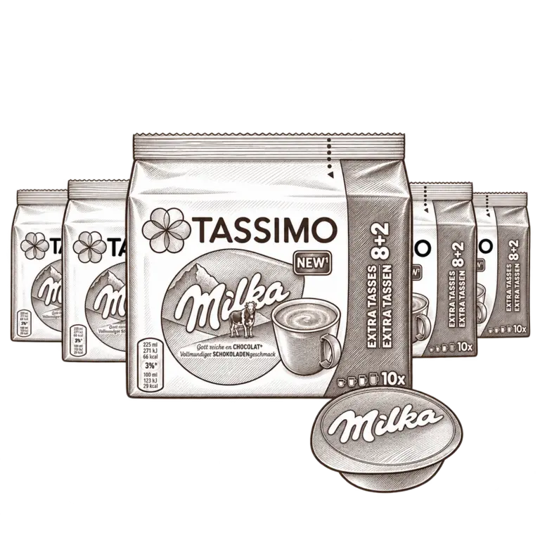 Tassimo Milka Kakao als Strichzeichnung